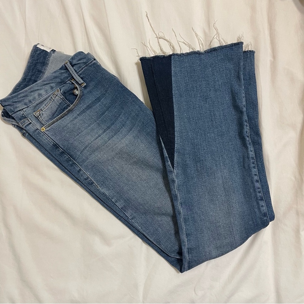 FRAME bootcut frayed hem jeans